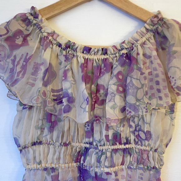 Prada Silk Floral Print Blouse Size: 4 - Picture 4 of 9